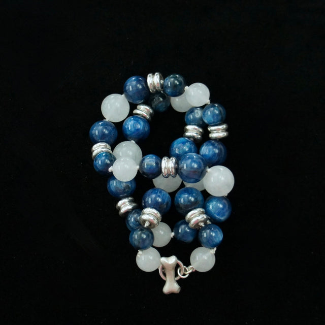 5 STATION WHITE JADE AND KYANITE NECKLACE