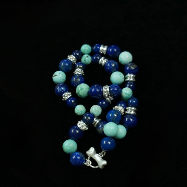 5 STATION PERUVIAN TURQUOISE AND LAPIS NECKLACE