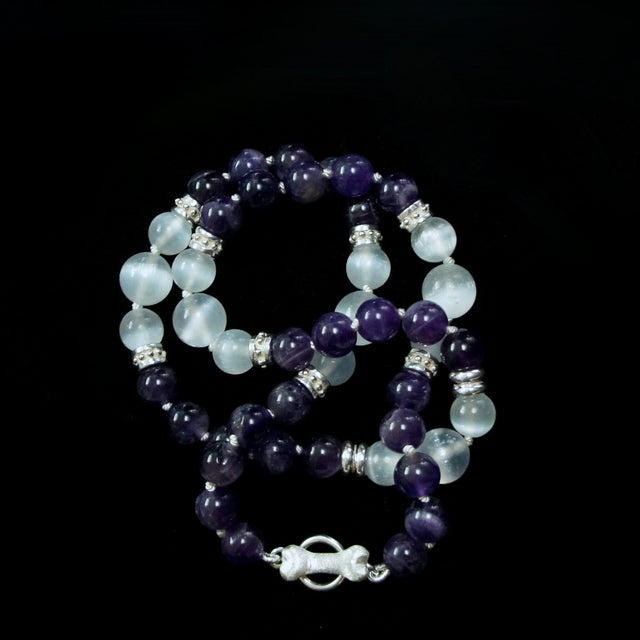 5 STATION AMETHYST AND SELENITE NECKLACE