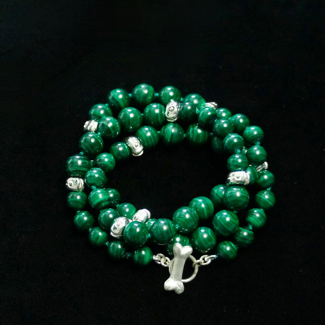 5 STATION MALACHITE "BAMBOO" NECKLACE